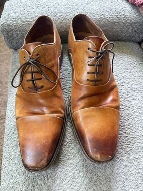 Magnanni Cognac Brown Leather Cap-Toe Oxfords